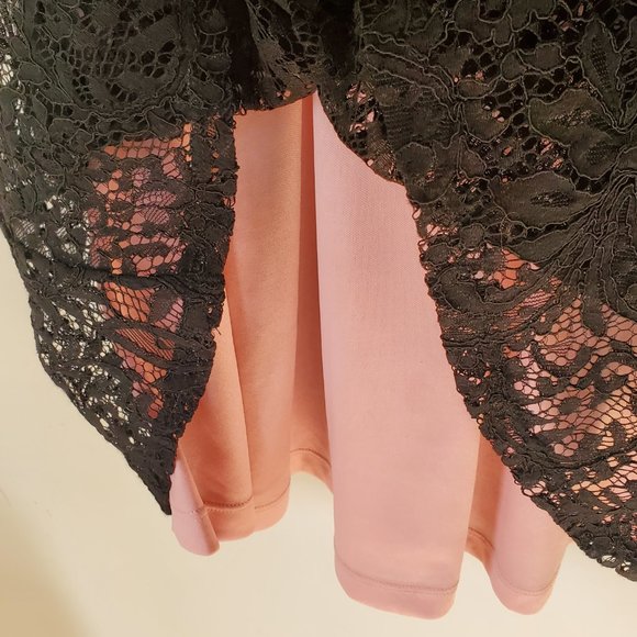 Forever 21 Black & Pink Floral Lace Dress Size Small - Picture 8 of 10